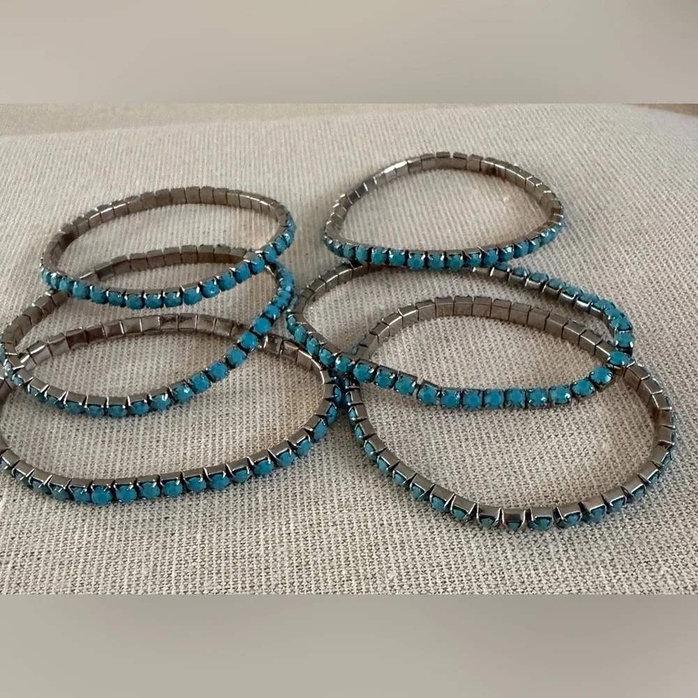 Elegant Silver and Blue Bracelet Set